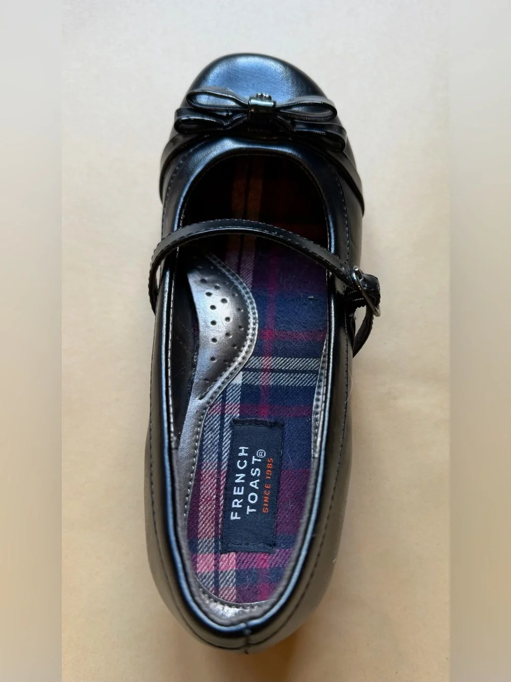 French Toast Girls Black Mary Jane Dress Shoes Bow Buckle Size 3